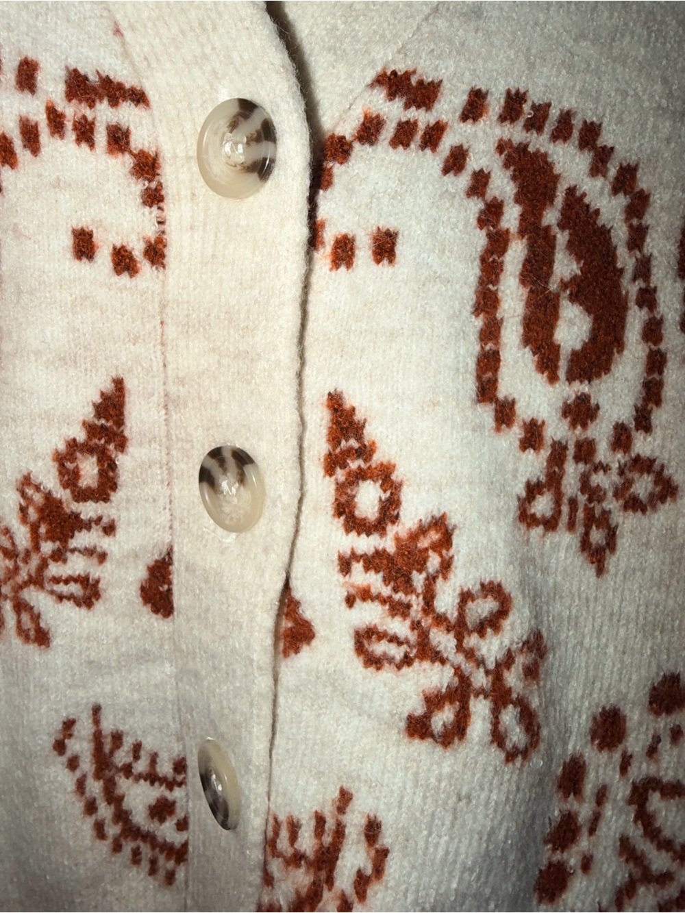 a.n.a Cream and Brown Paisley Button-Front Cardigan (NWT) - Picture 4 of 7